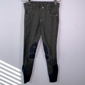 Ovation girls equestrian horse riding breeches size 10 indigo knee patch